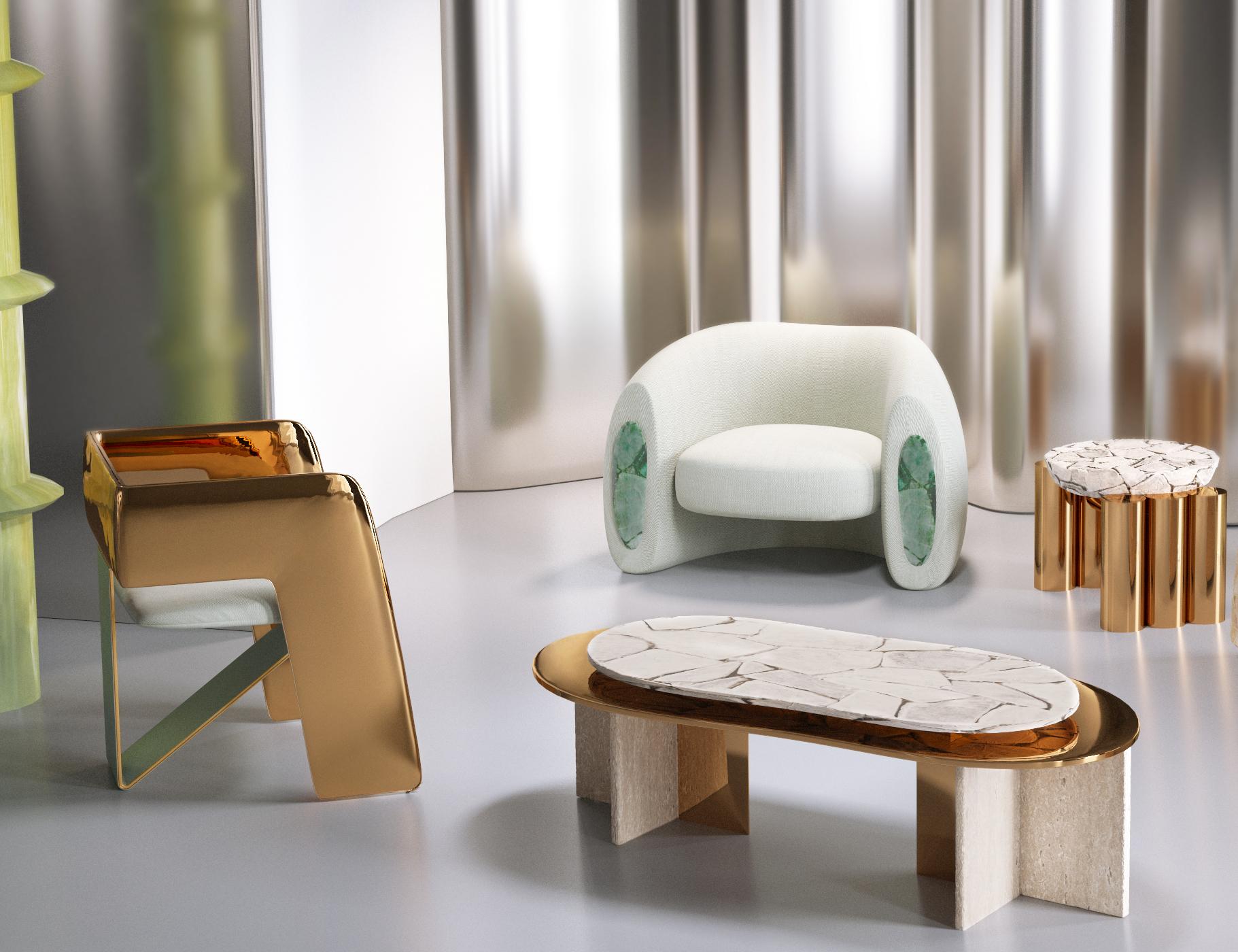 Contemporary Armchair Stone by Alter Ego Studio For Sale