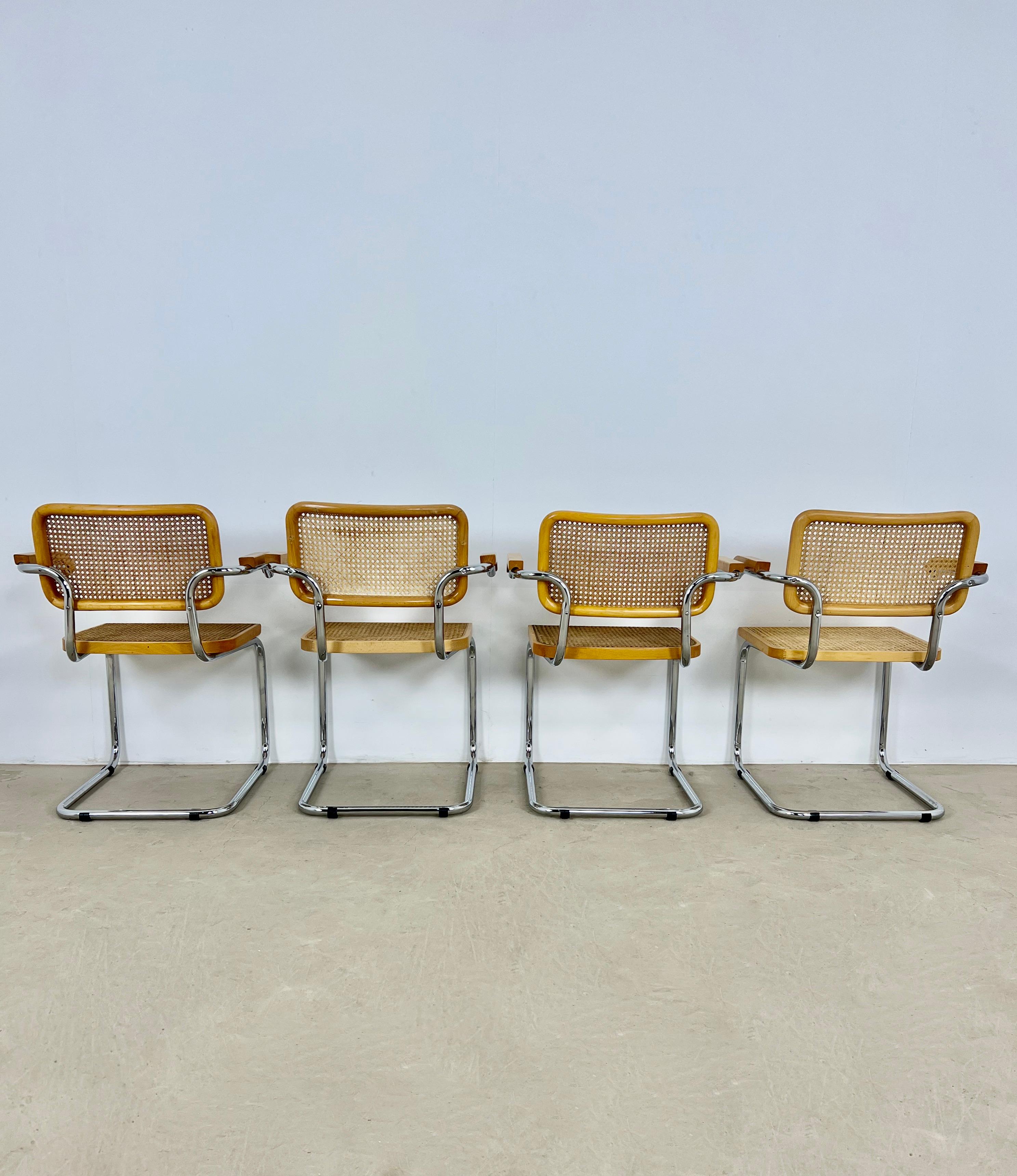 Late 20th Century Armchair Style Chairs B32 by Marcel Breuer Set 4