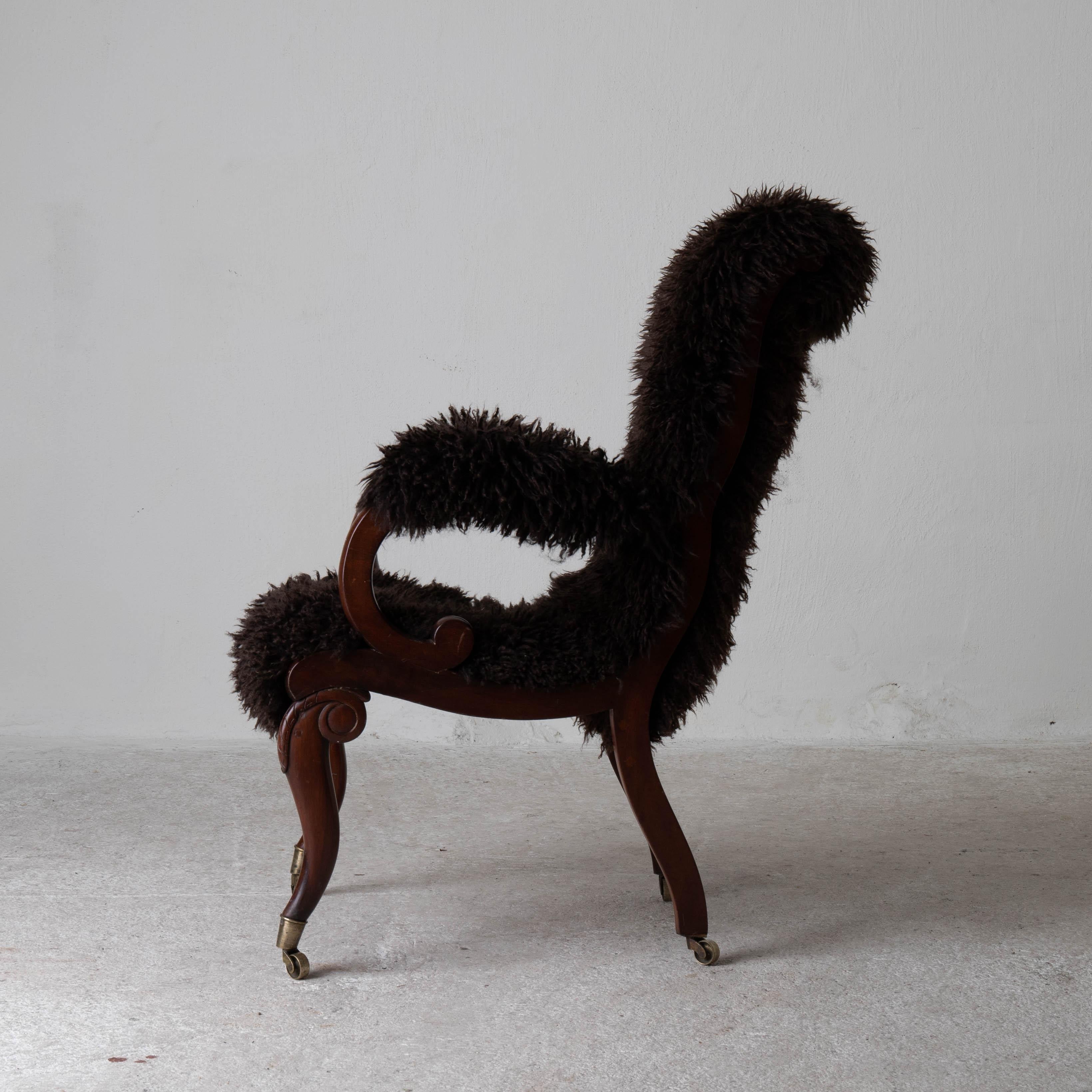 Empire Armchair Sweden Late 19th Century Brown Swedish