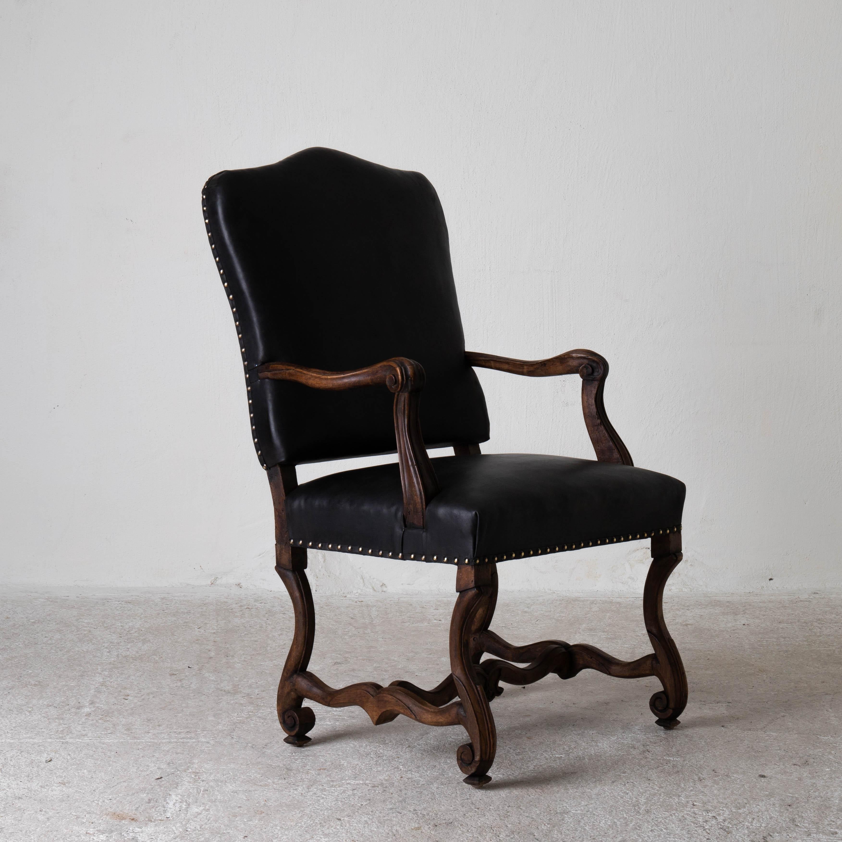 Armchair Swedish Black Baroque Period 1650-1750, Sweden 6