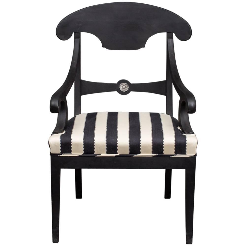 Armchair Swedish Black Neoclassical, 19th Century Sweden