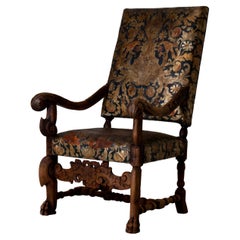 Armchair Swedish Early Baroque Period Gilt Leather Sweden
