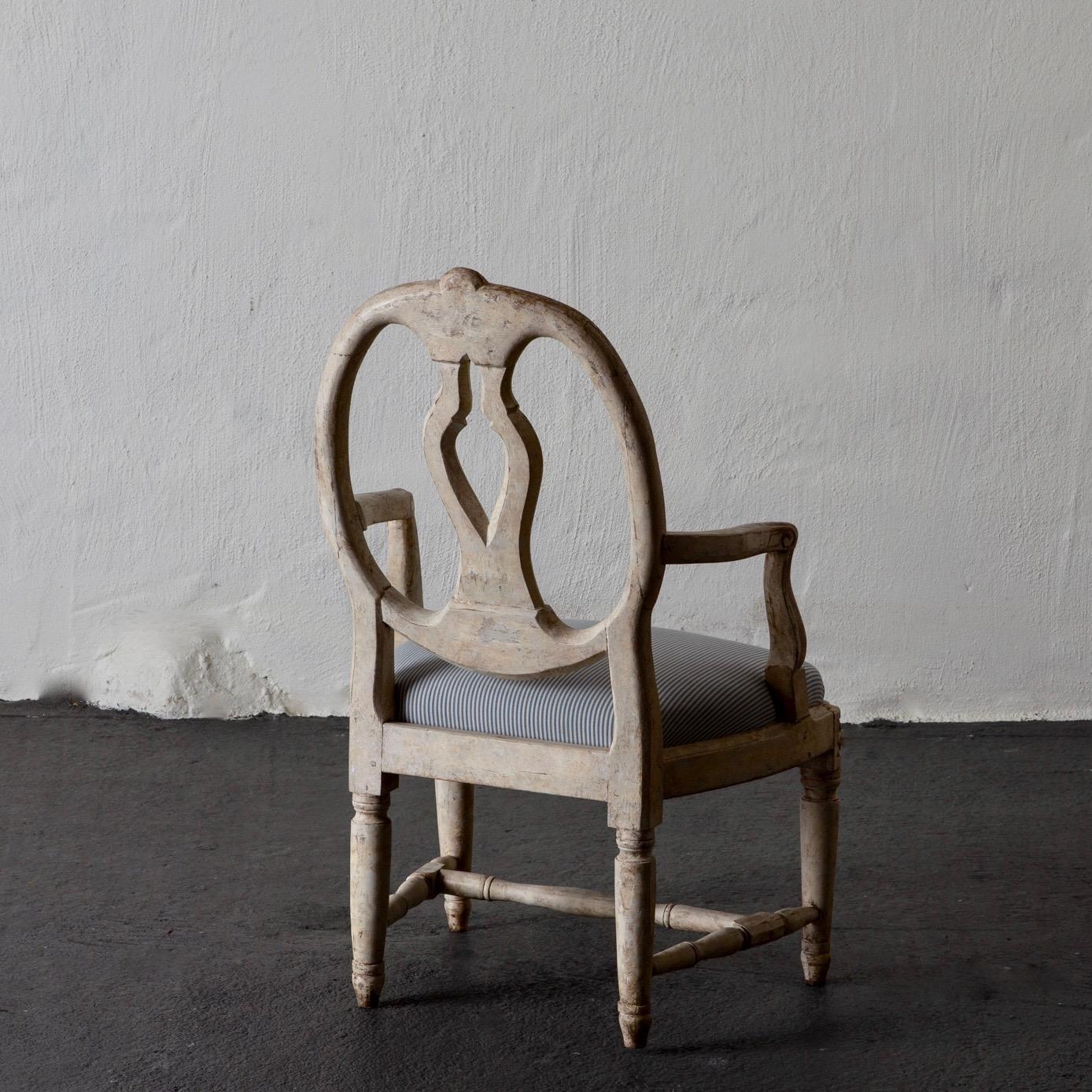18th Century Armchair Swedish Gustavian 1775-1790 White Washed, Sweden For Sale