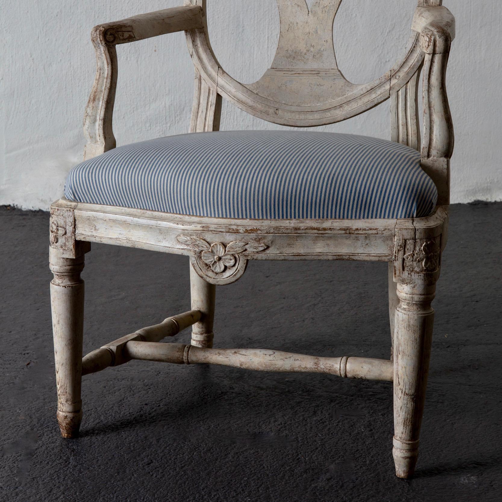 Armchair Swedish Gustavian 1775-1790 White Washed, Sweden For Sale 1