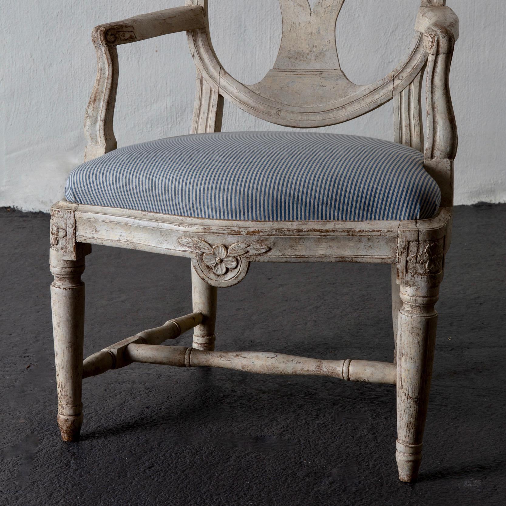 Sillón Gustaviano Sueco 1775-1790 Blanco Lavado, Suecia en venta 1