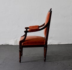 Armchair Swedish Gustavian Dark Apricot Velvet, Sweden