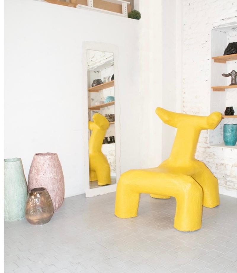 Hand-Crafted Armchair Taurus Yellow Jonathan Bocca For Sale