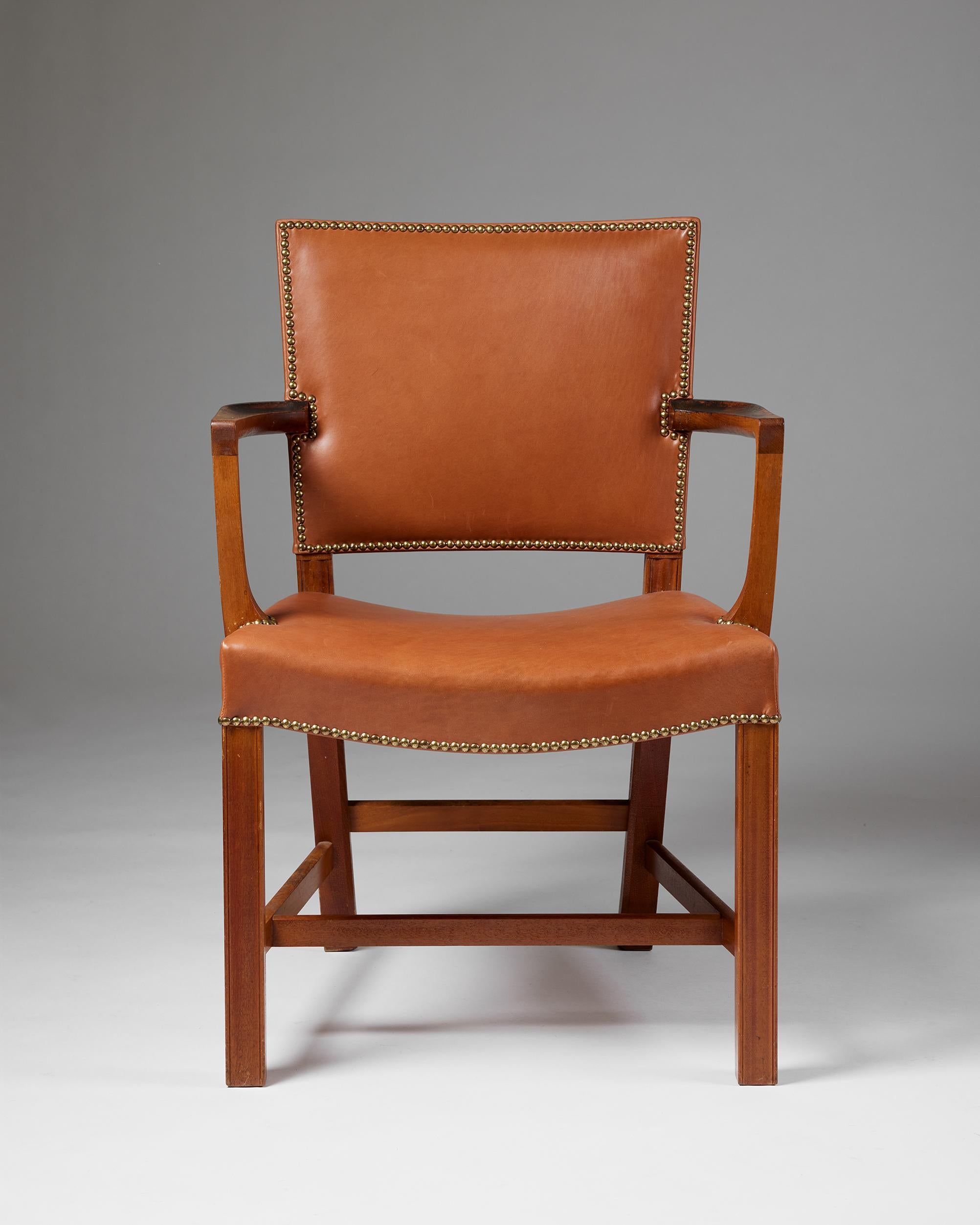 Danish Armchair ‘The Red Chair’ Model 3758a Designed by Kaare Klint for Rud, Rasmussen For Sale