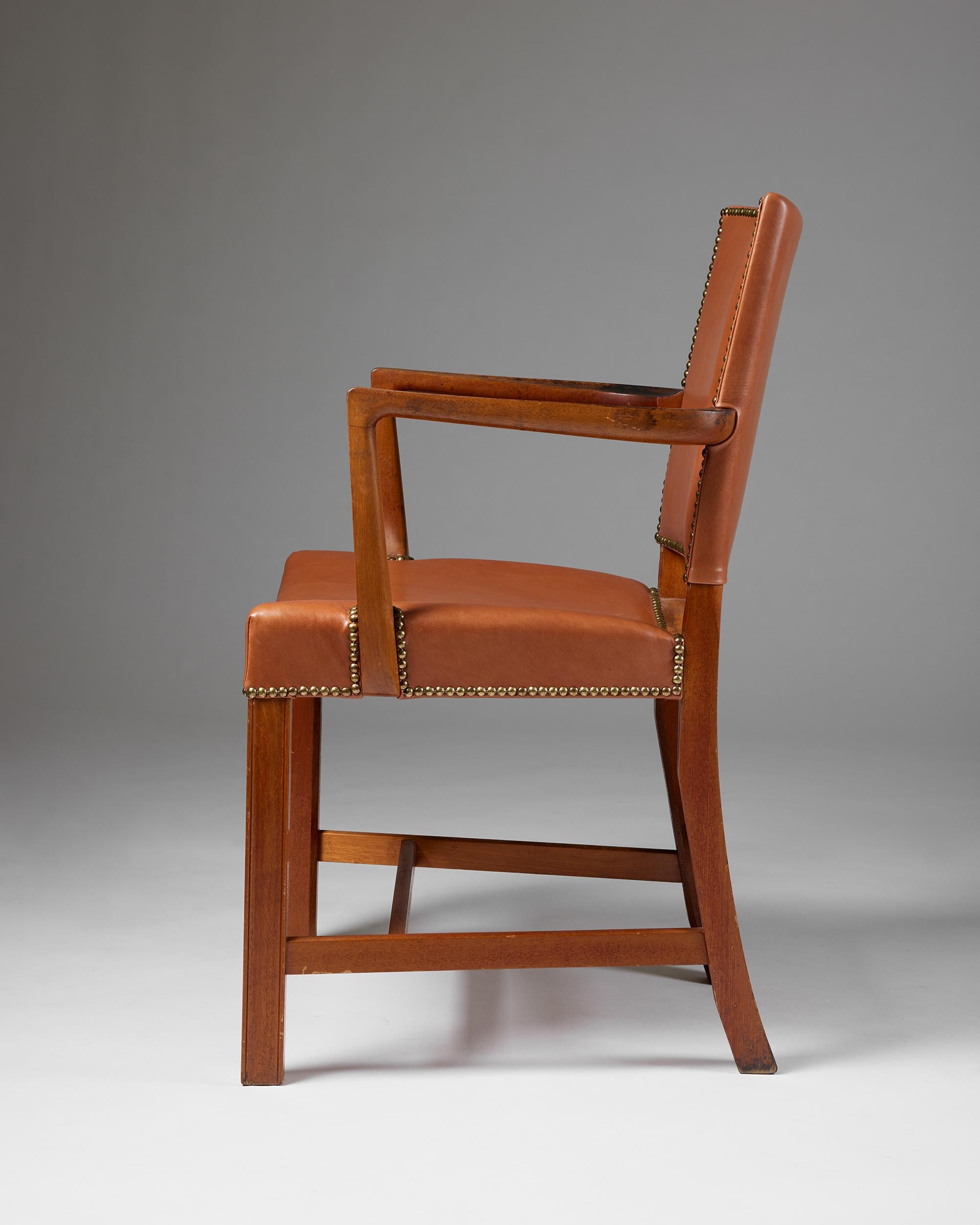 Mid-20th Century Armchair ‘The Red Chair’ Model 3758a Designed by Kaare Klint for Rud, Rasmussen For Sale