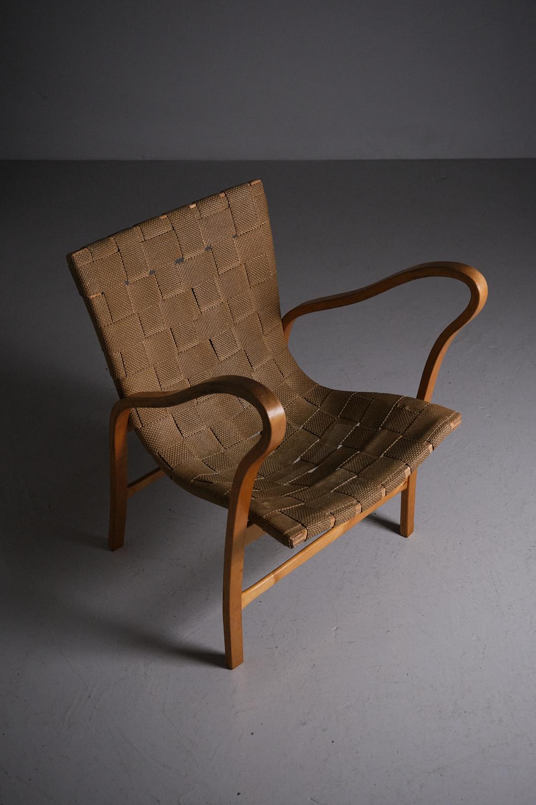 Scandinavian Modern Armchair 'Tösen' by Gustav Axel Berg, Sweden, 1940s For Sale