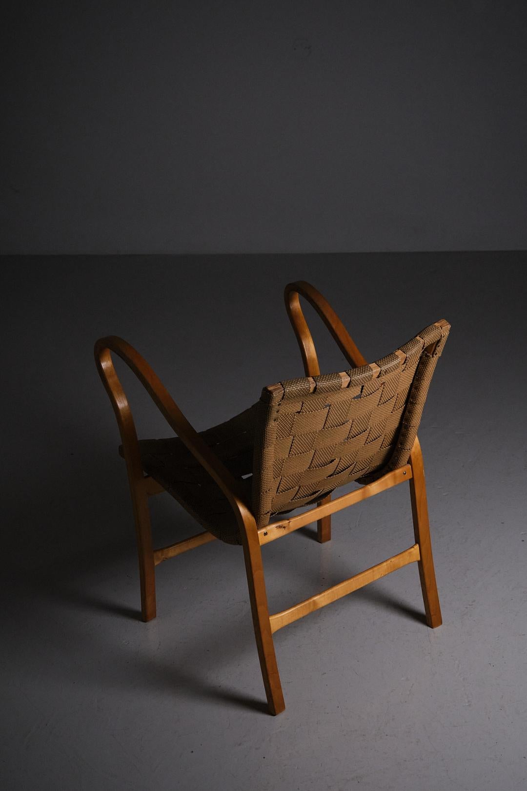 Hemp Armchair 'Tösen' by Gustav Axel Berg, Sweden, 1940s For Sale
