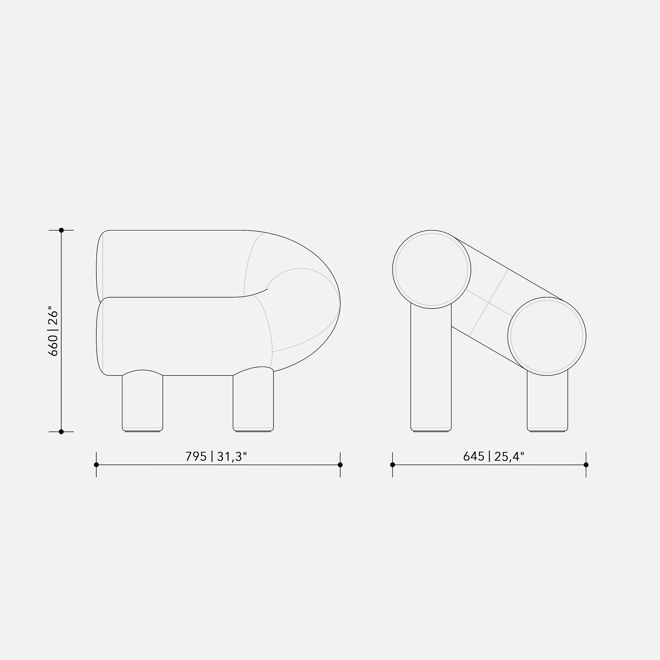 Contemporary Armchair ‘UMI’ by WOO – Bold Geometric Lounge Chair for Minimalist For Sale 10