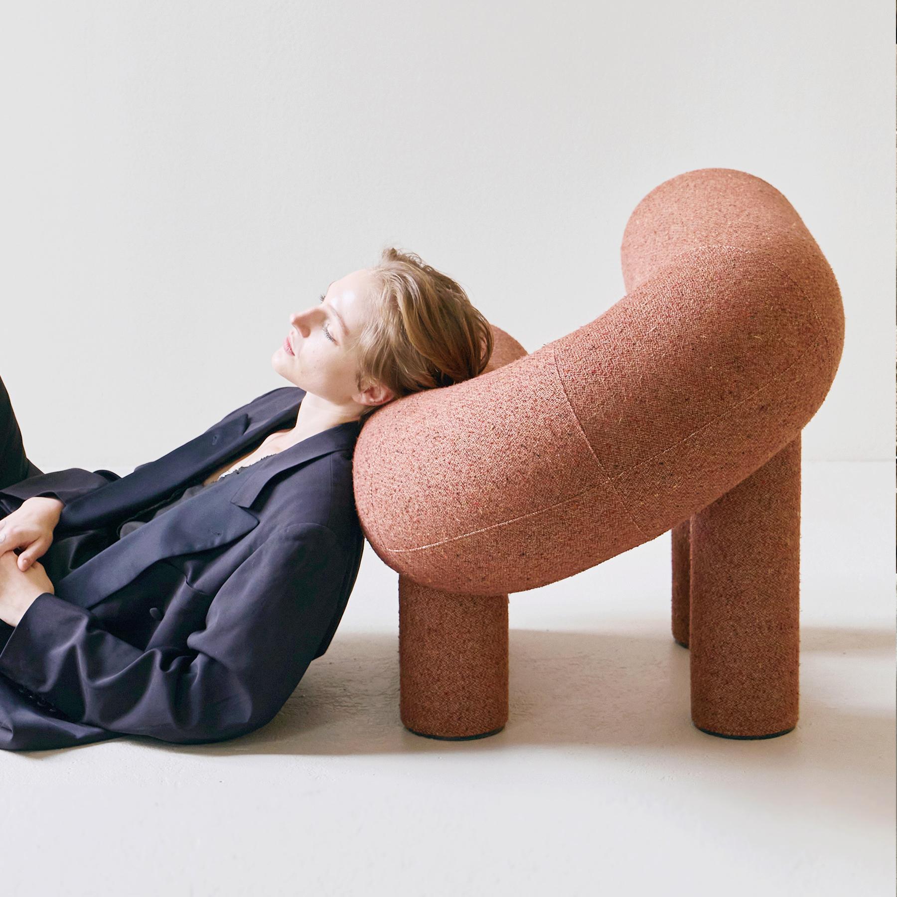 Steel Contemporary Armchair ‘UMI’ by WOO – Bold Geometric Lounge Chair for Minimalist For Sale