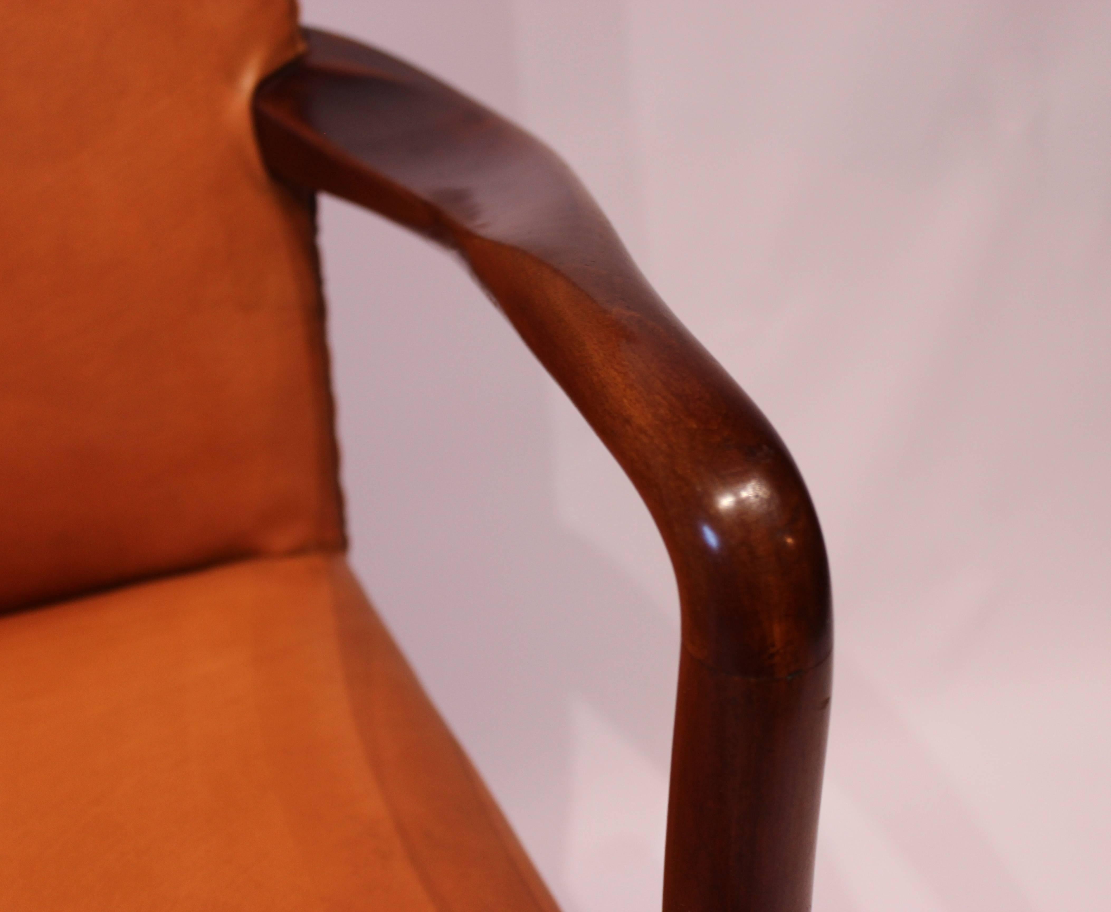 Armchair Upholstered in Cognac Elegance Leather by Fritz Hansen, 1944 In Excellent Condition For Sale In Lejre, DK
