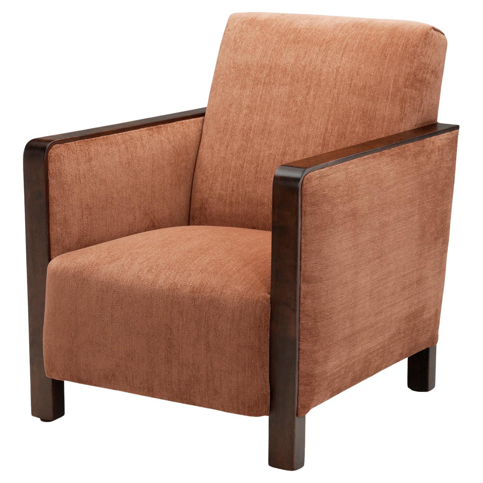 Armchair Upholstered in Dusty Pink Fabric, Sweden 1930s For Sale