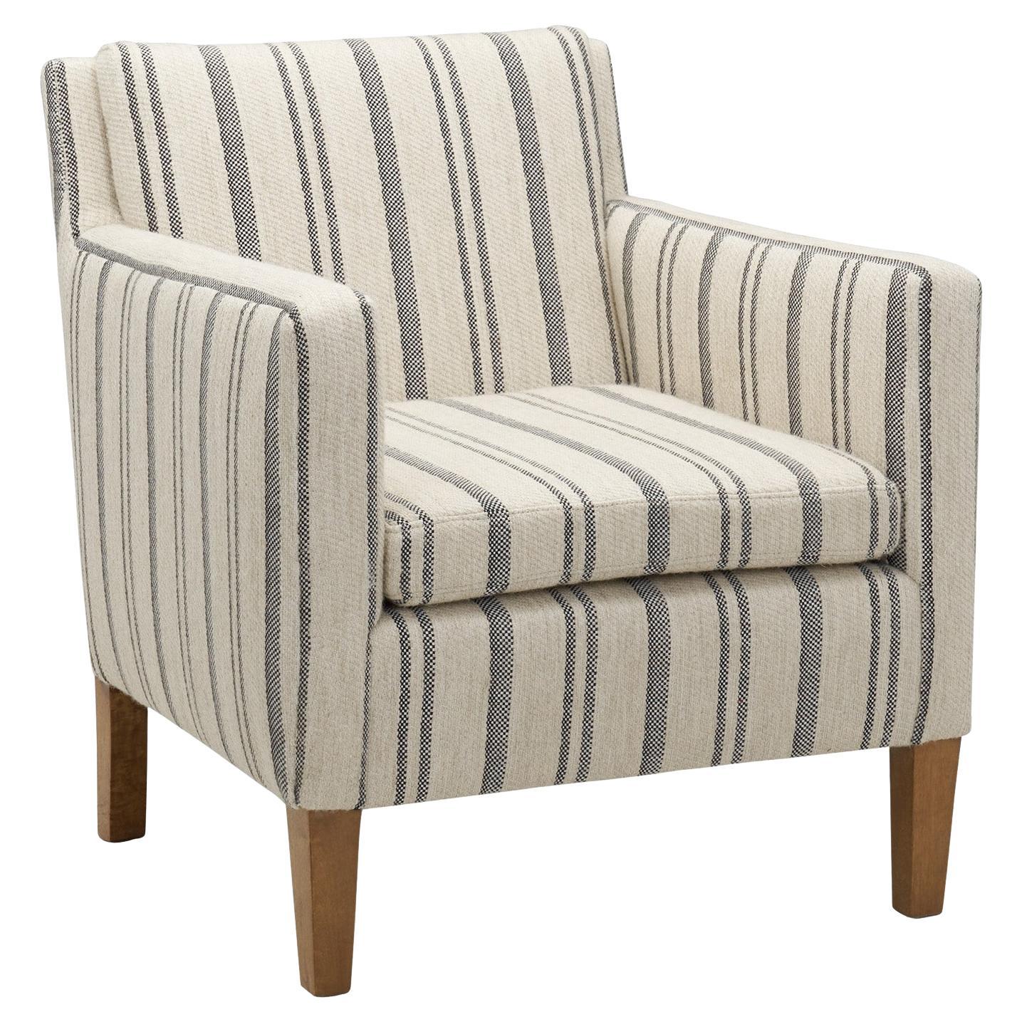 Armchair Upholstered in Striped Fabric, Europe 1930s