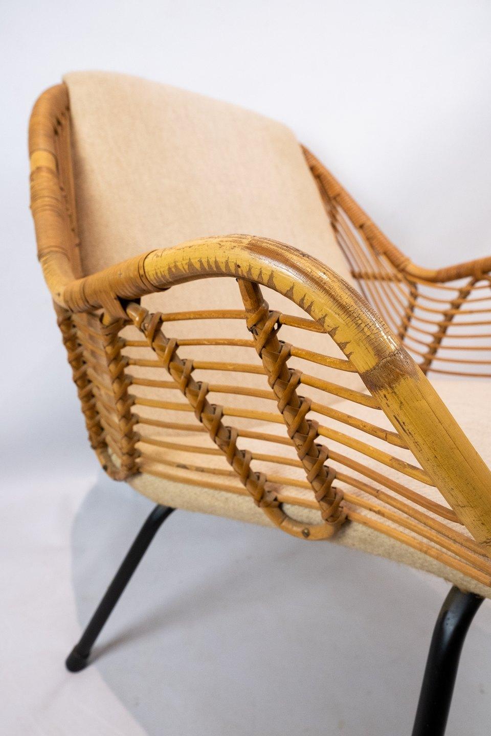Scandinavian Modern Armchair Upholstered with Light Fabric in Wood of Danish Design, 1950s