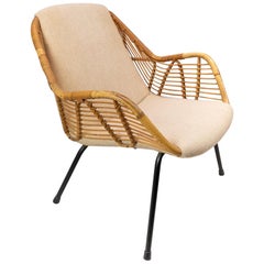 Armchair Upholstered with Light Fabric in Wood of Danish Design, 1950s