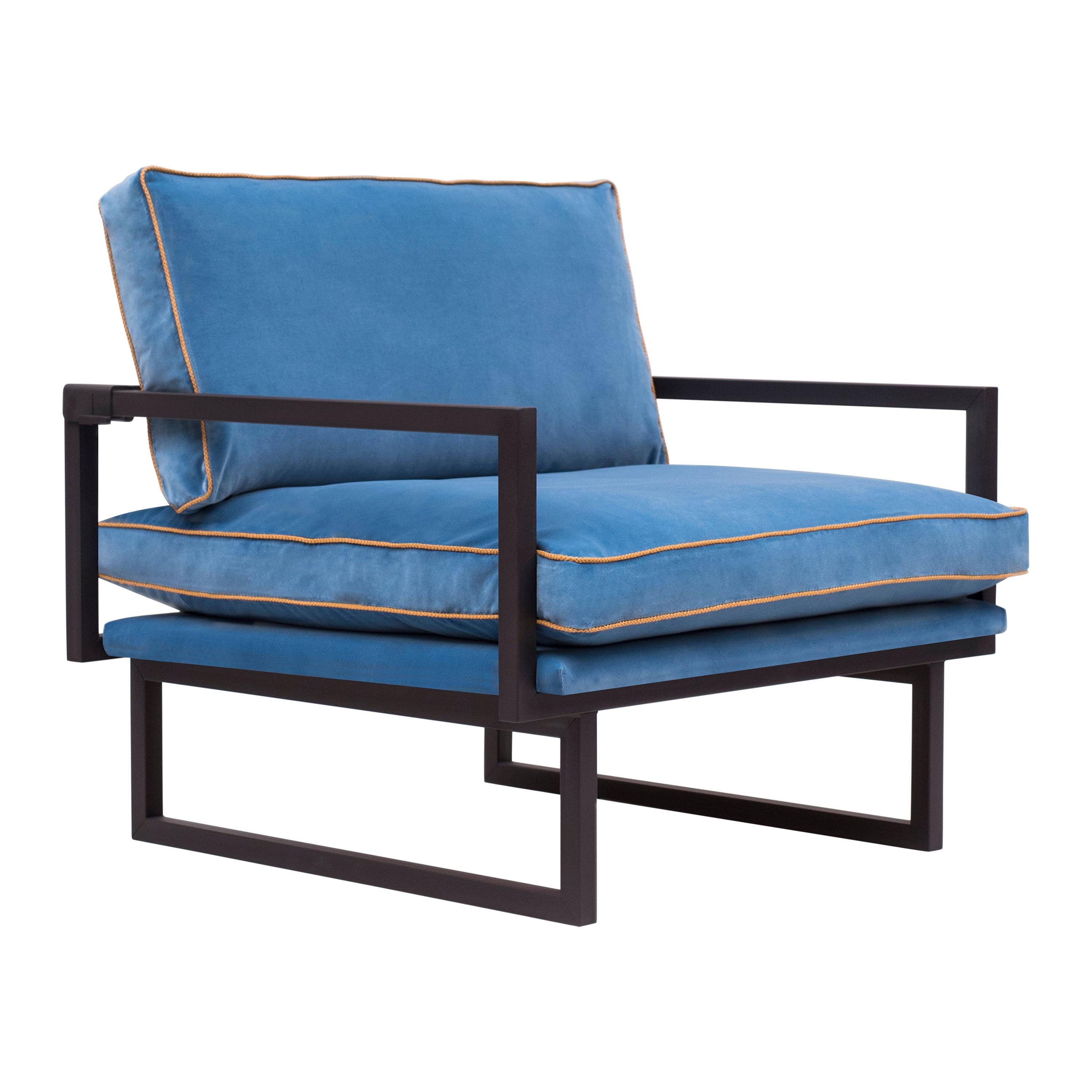 GHYCZY Armchair Brad GP01 Charcoal, Blue, Leather details  For Sale