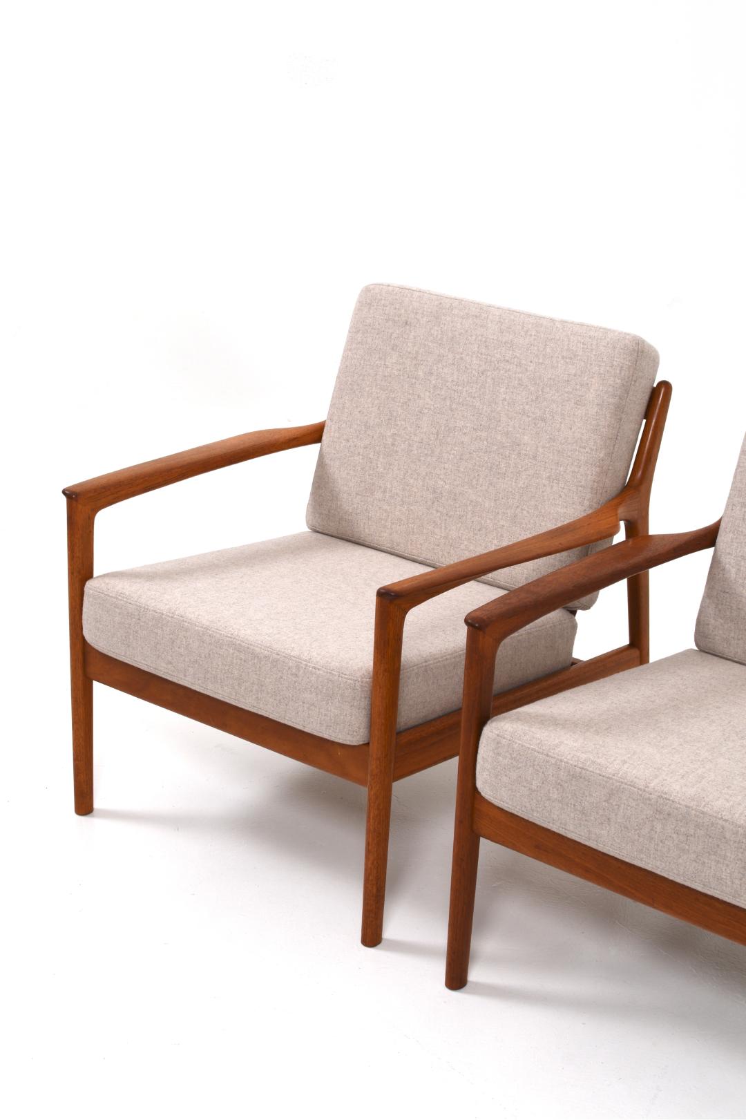 Swedish Teak Lounge Chairs USA 75 Folke Ohlsson by DUX