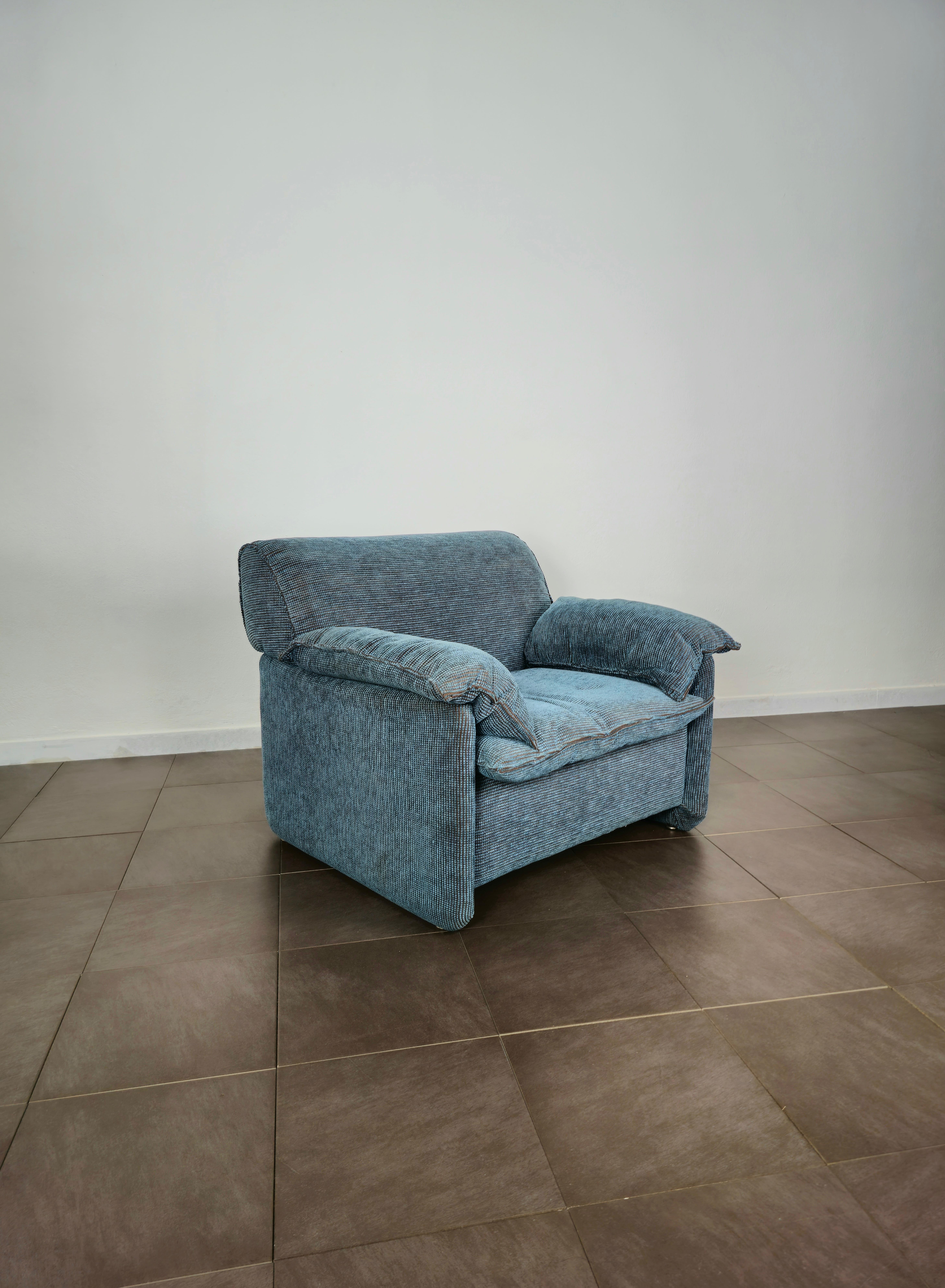 20th Century Armchair Velvet in the Style of Afra E Tobia Scarpa Midcentury, Italy, 1970s For Sale
