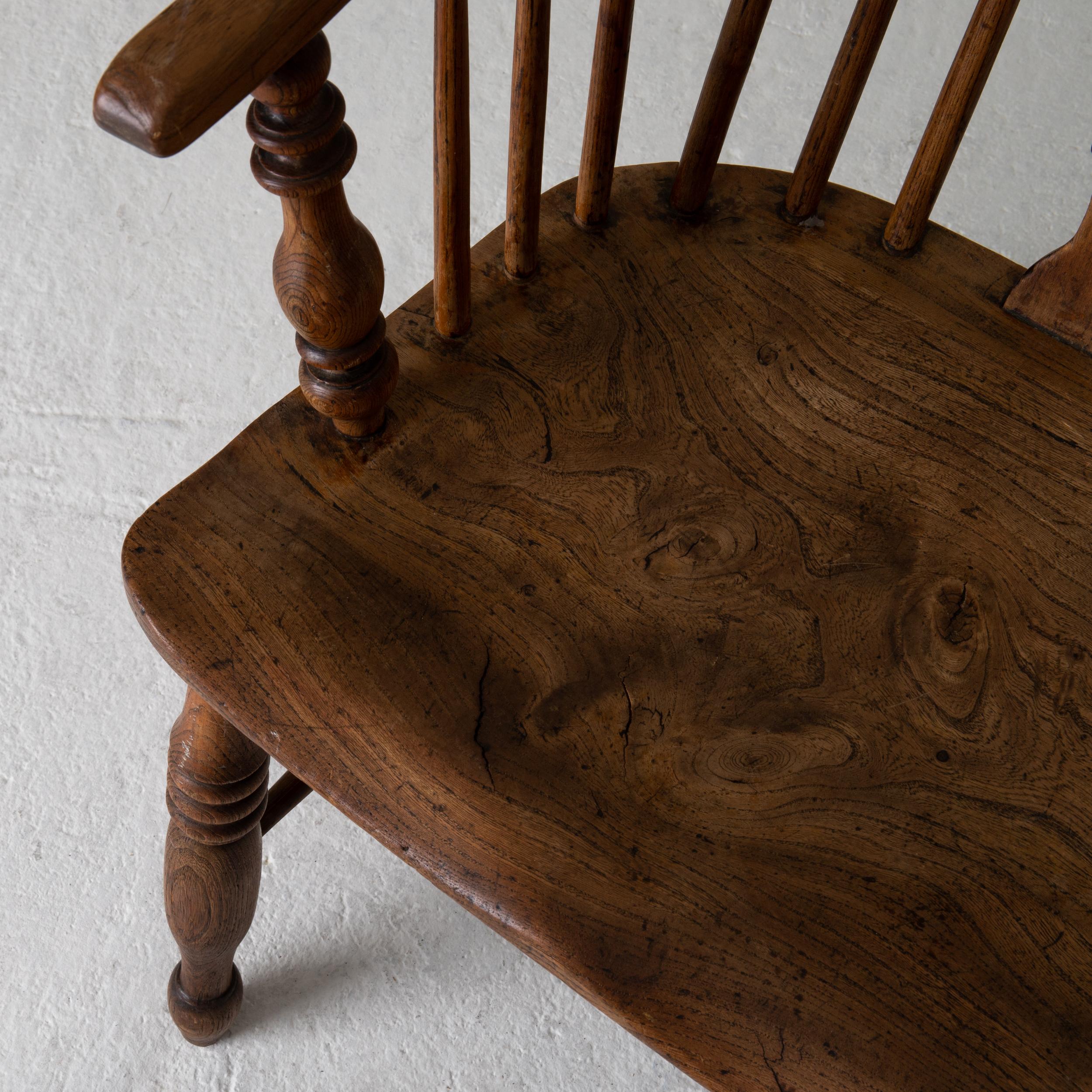 Armchair Windsor English Brown, 19th Century, England For Sale 1