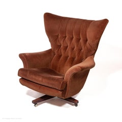 Armchair Wing Swivel Lounge G-Plan 6250R Brown Draylon 1962 James Bond Blofeld