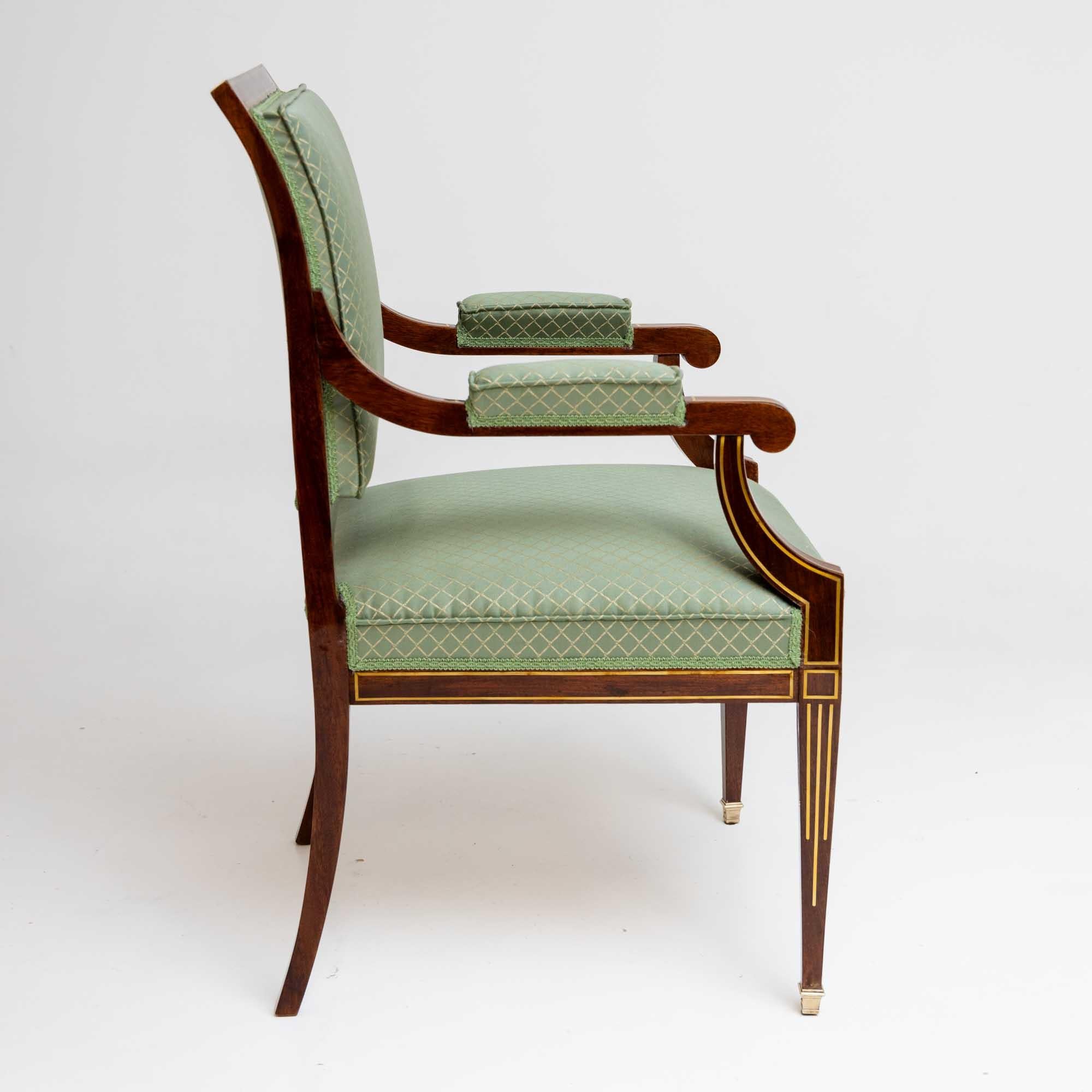 Armchair with Brass Inlays, 19th Century For Sale 3