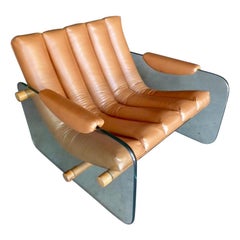 Armchair with Channeled Leather Upholstery Attributed to Fabio Lenci, circa 1969