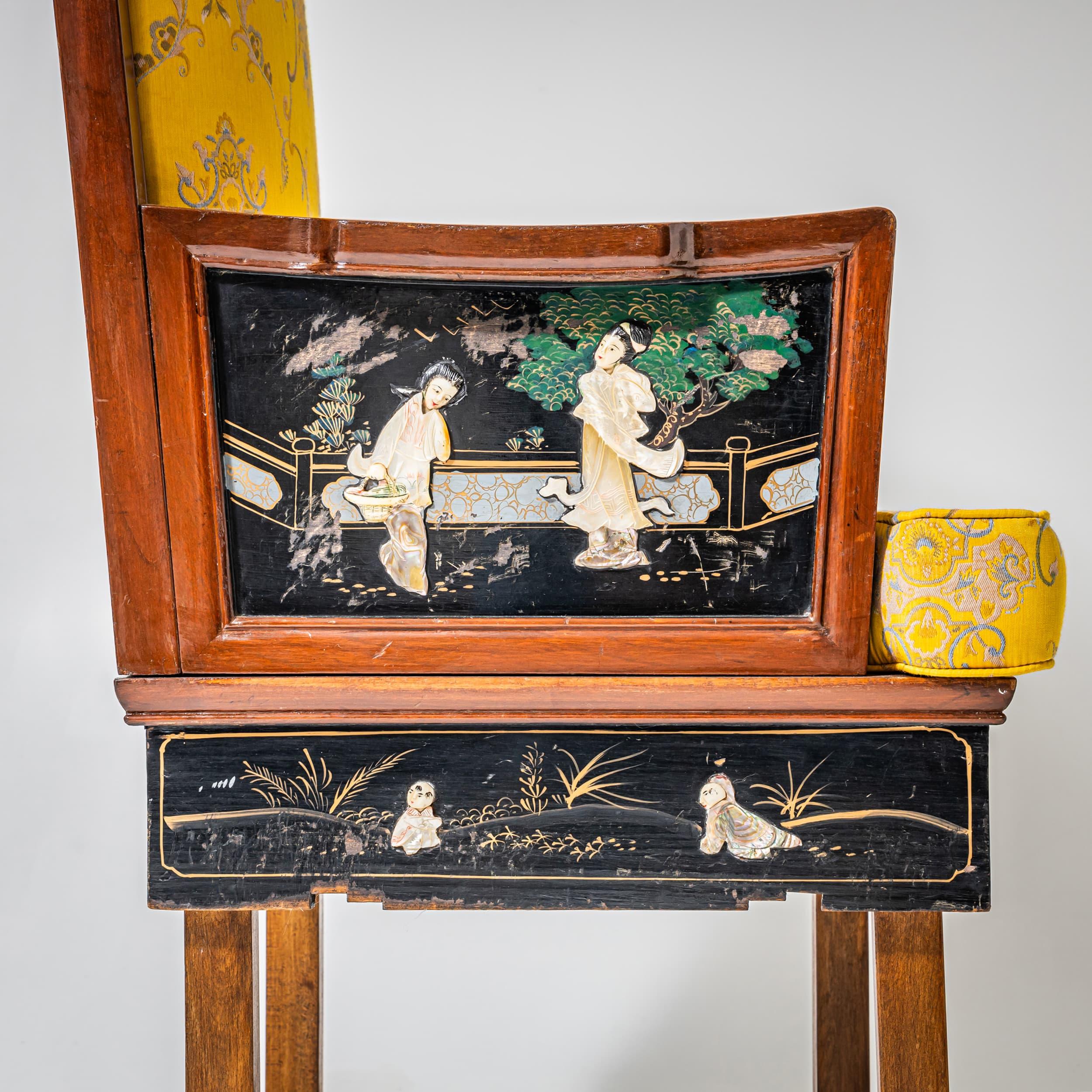 Sillón con decoración de laca chinoiserie, probablemente de principios del siglo XX en venta 1