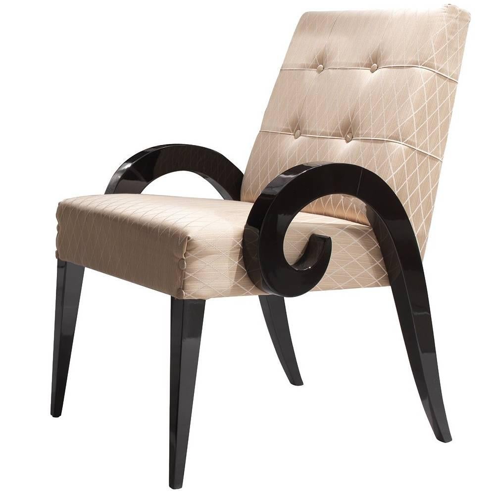 Armchair with Dark Walnut Wood Finish
