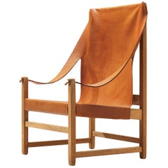 Armchair with High Back in Original Leather