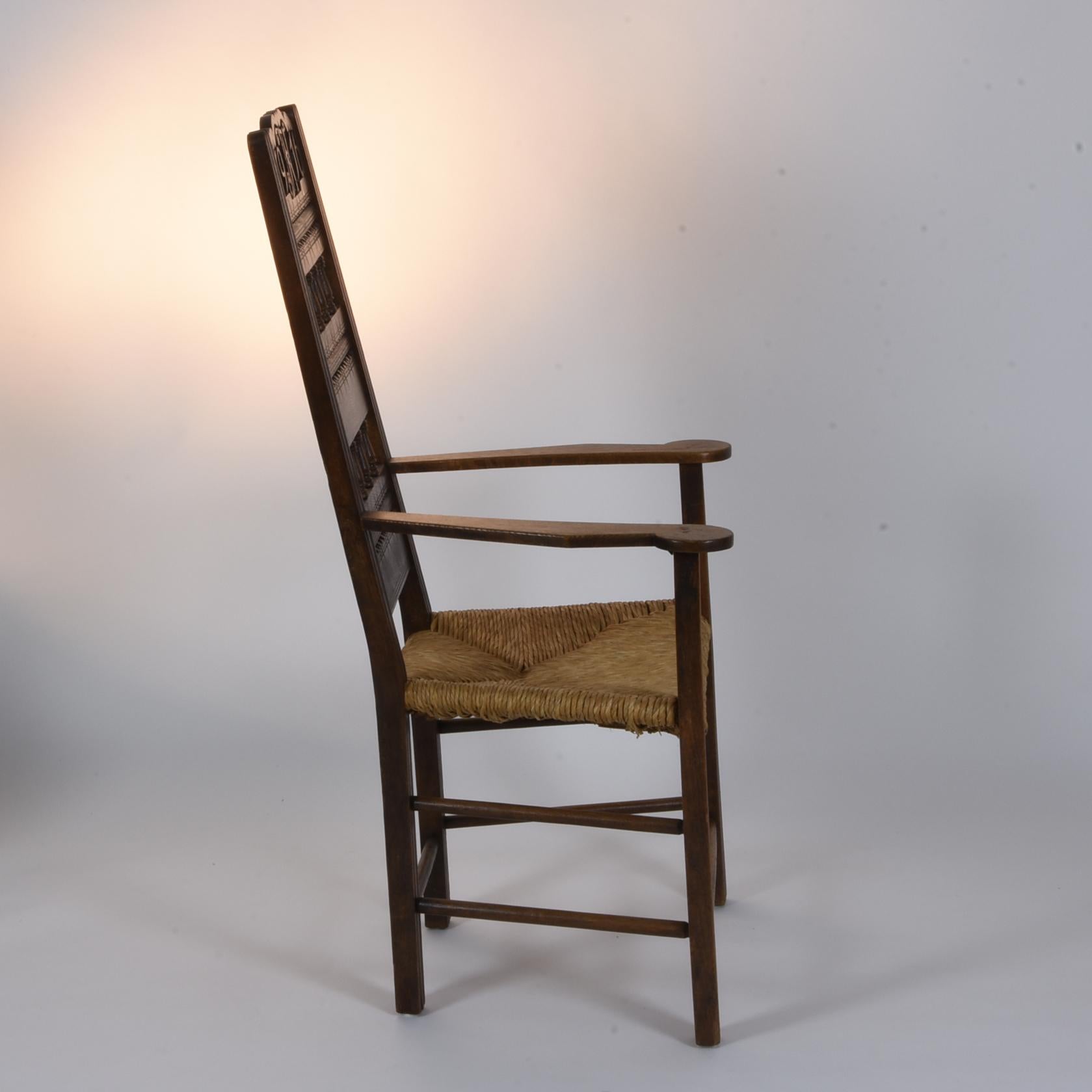 Armchair with High Backrest Oakwood, 1916 In Good Condition In Berlin, Berlin