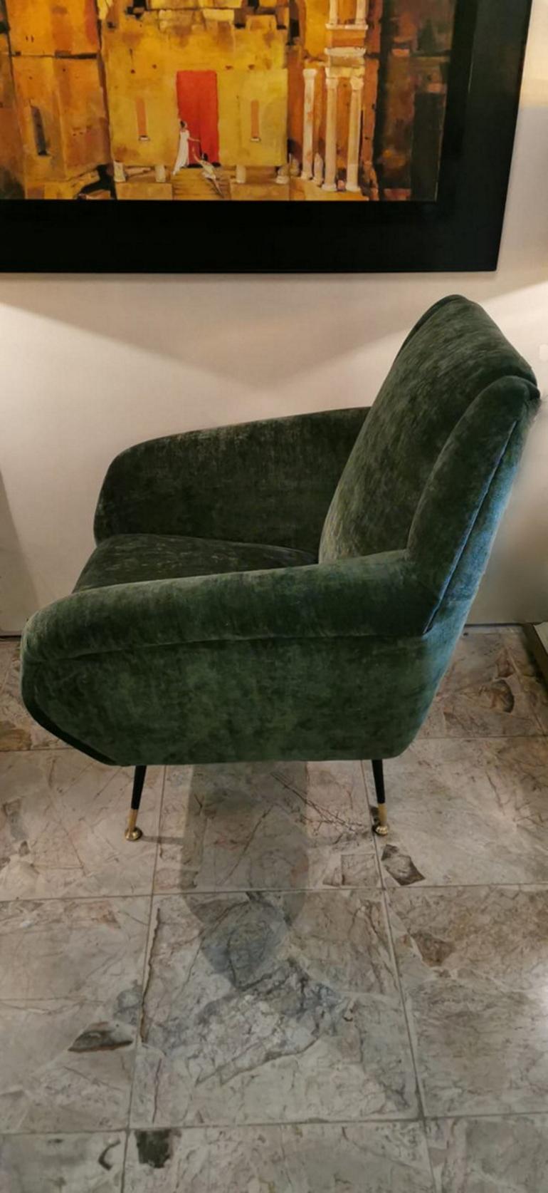 Mid-Century Modern Gigi Radice Italian Design Armchair with Important Fabric Dedar, 1955
