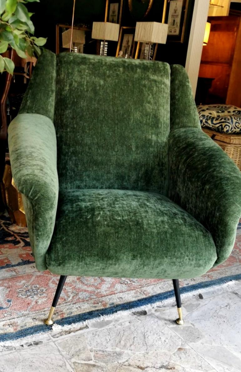 20th Century Gigi Radice Italian Design Armchair with Important Fabric Dedar, 1955
