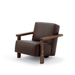 Armchair with leather seat Riva 1920 Berbena design Riccardo Arbizzoni