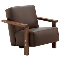 Armchair with leather seat Riva 1920 Berbena design Riccardo Arbizzoni