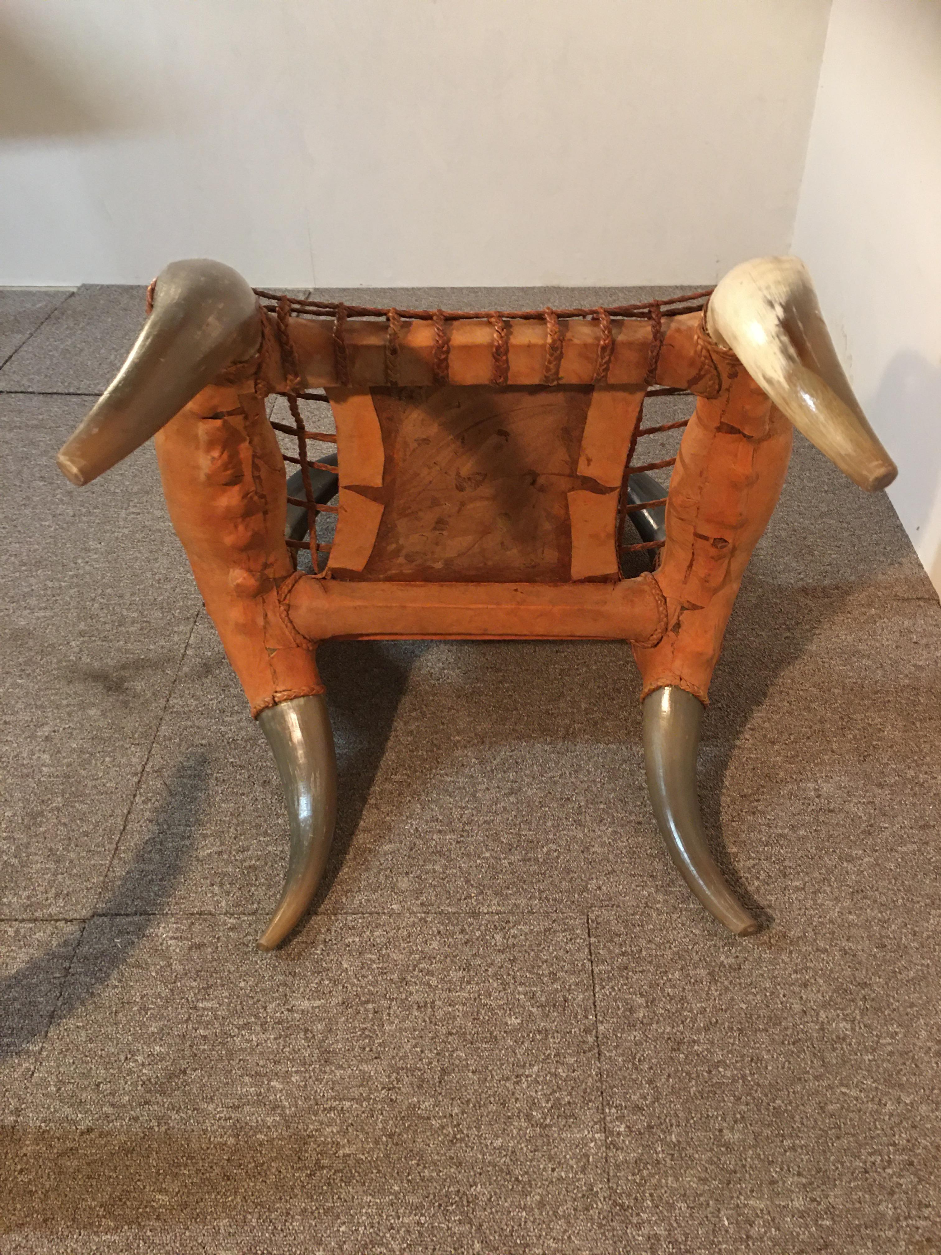 Armchair with Ottoman Antique Horn For Sale 6