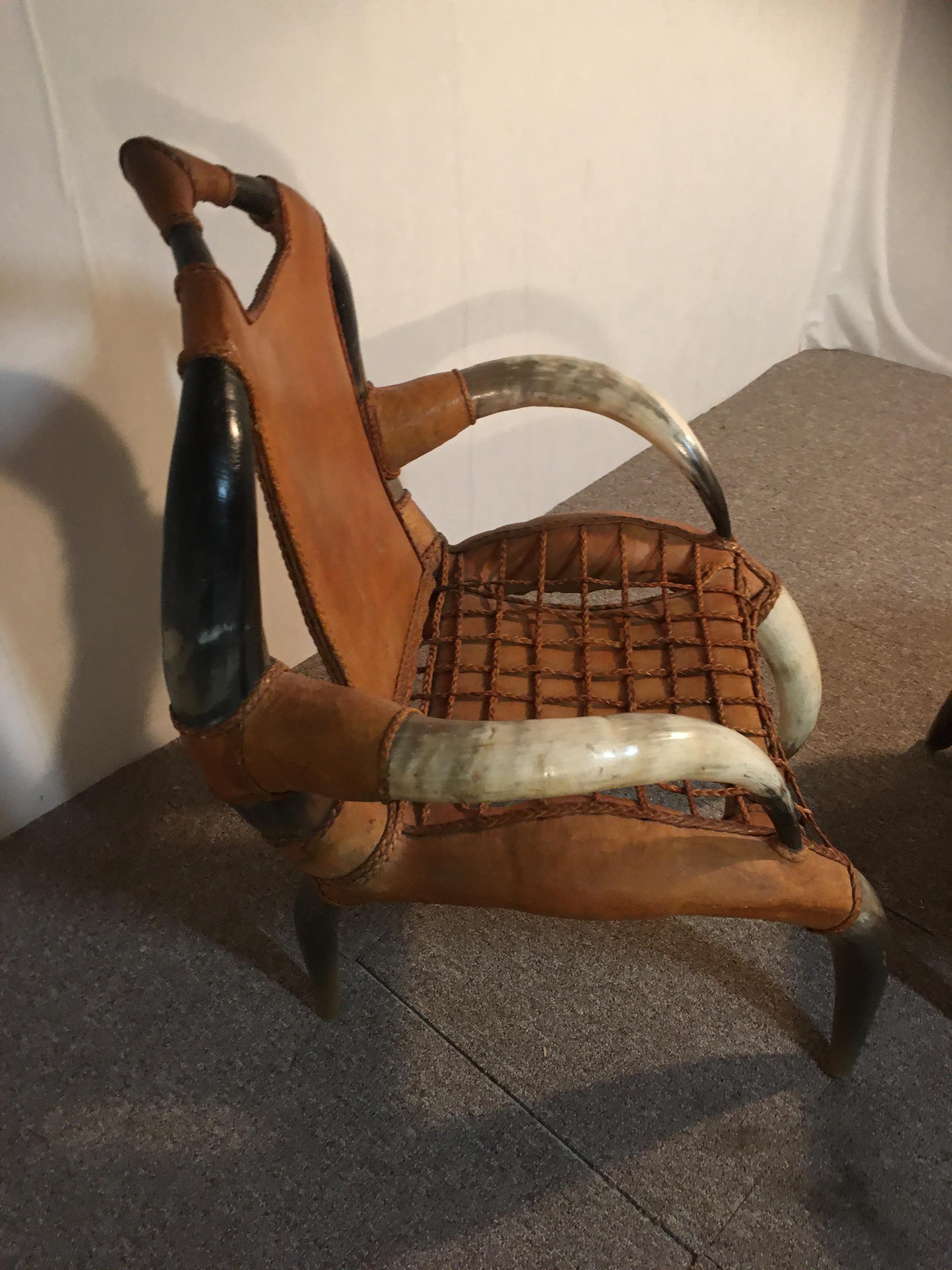 Armchair with Ottoman Antique Horn For Sale 10