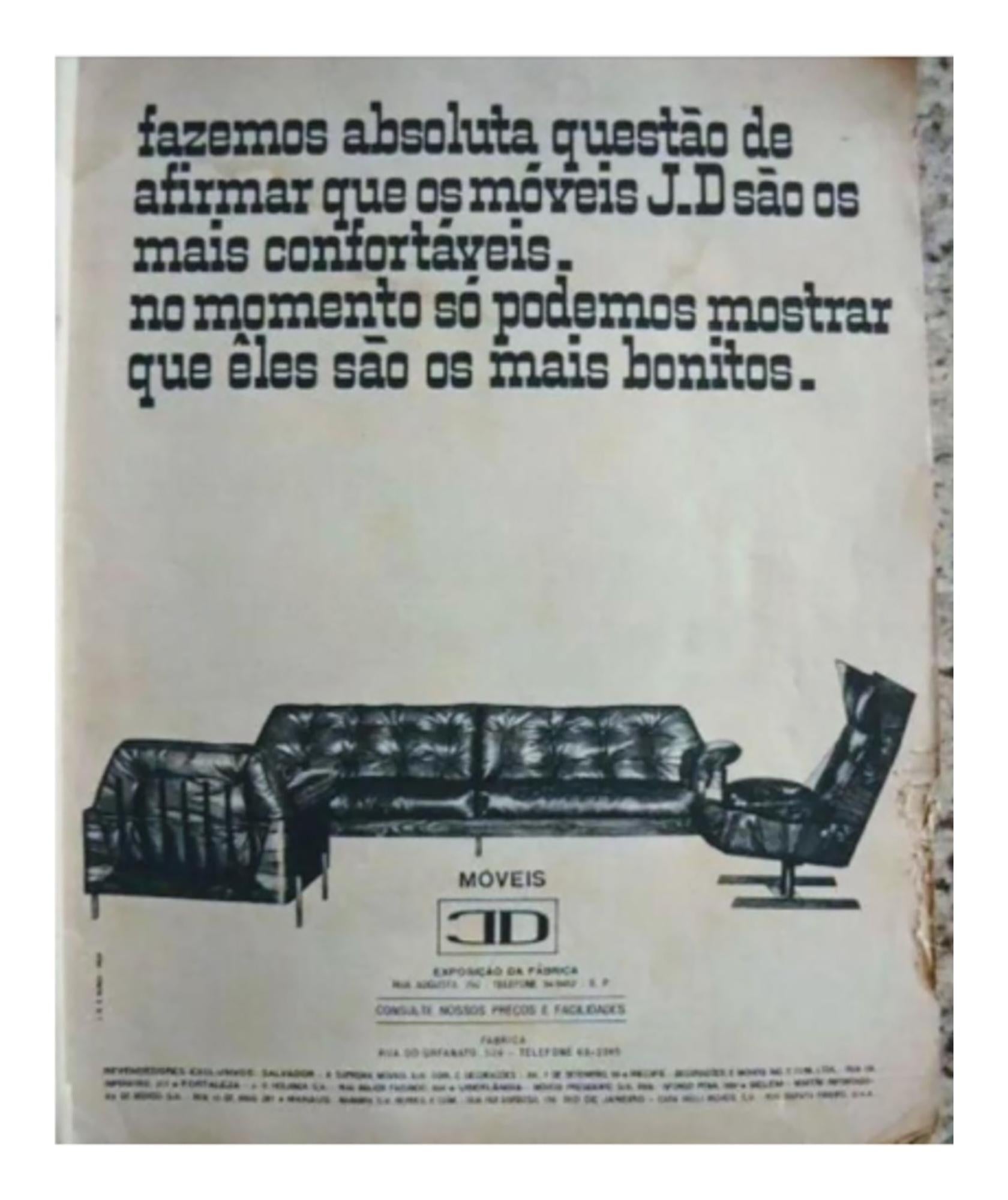 Poltrona con ottomana in palissandro, pelle e metallo, JD Moveis, anni '60 in vendita 8