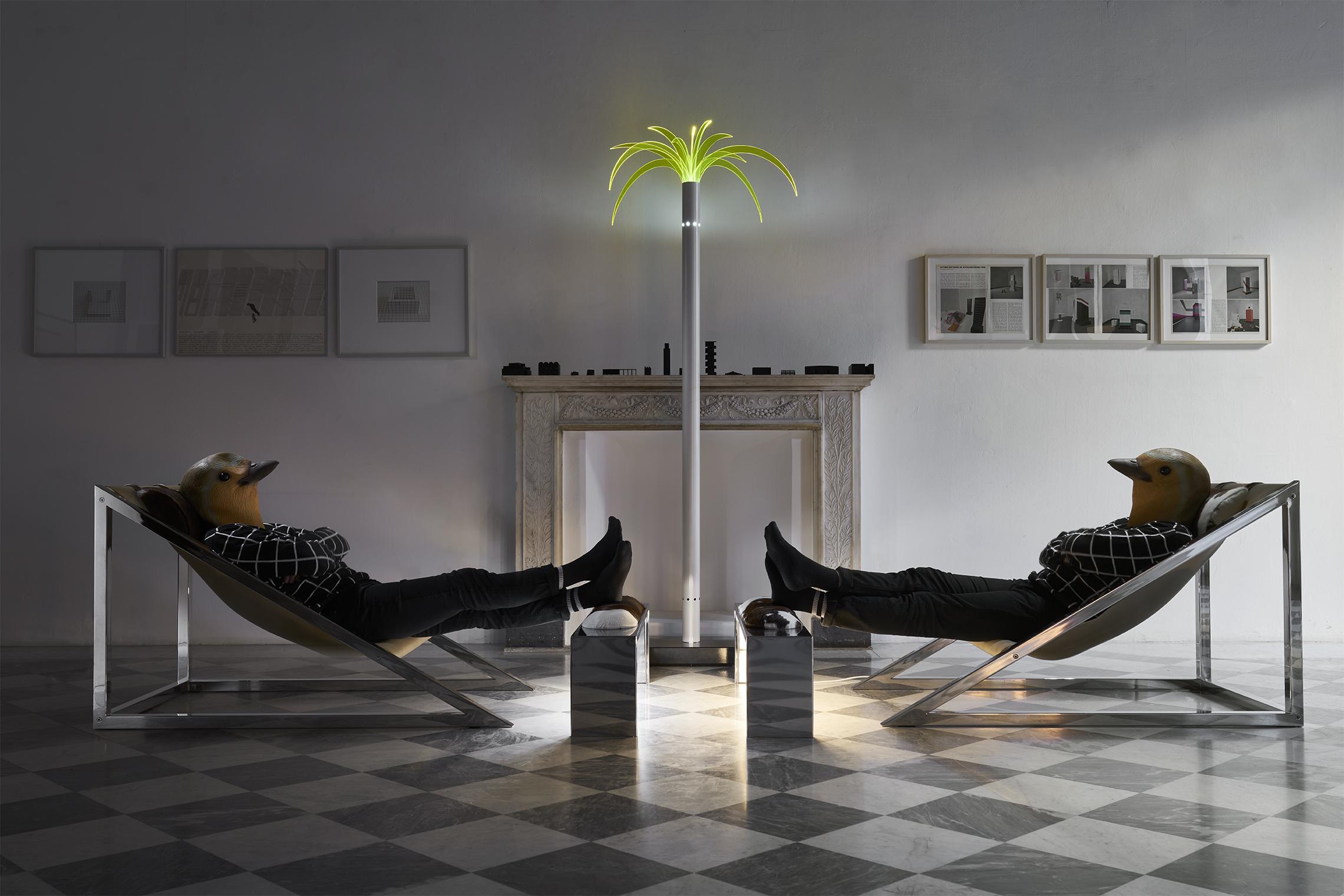 Modern Armchair with Ottoman Mies Model by Archizoom Associati for Poltronova, Italy For Sale