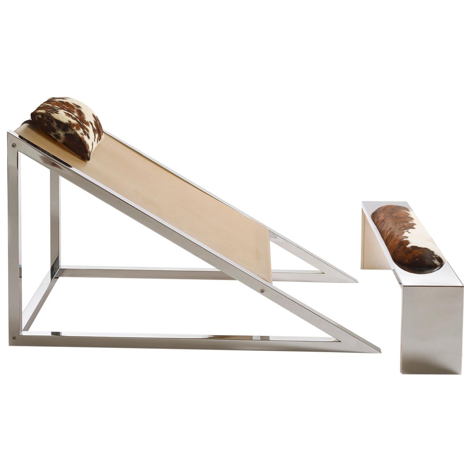 Armchair with Ottoman Mies Model by Archizoom Associati for Poltronova, Italy For Sale