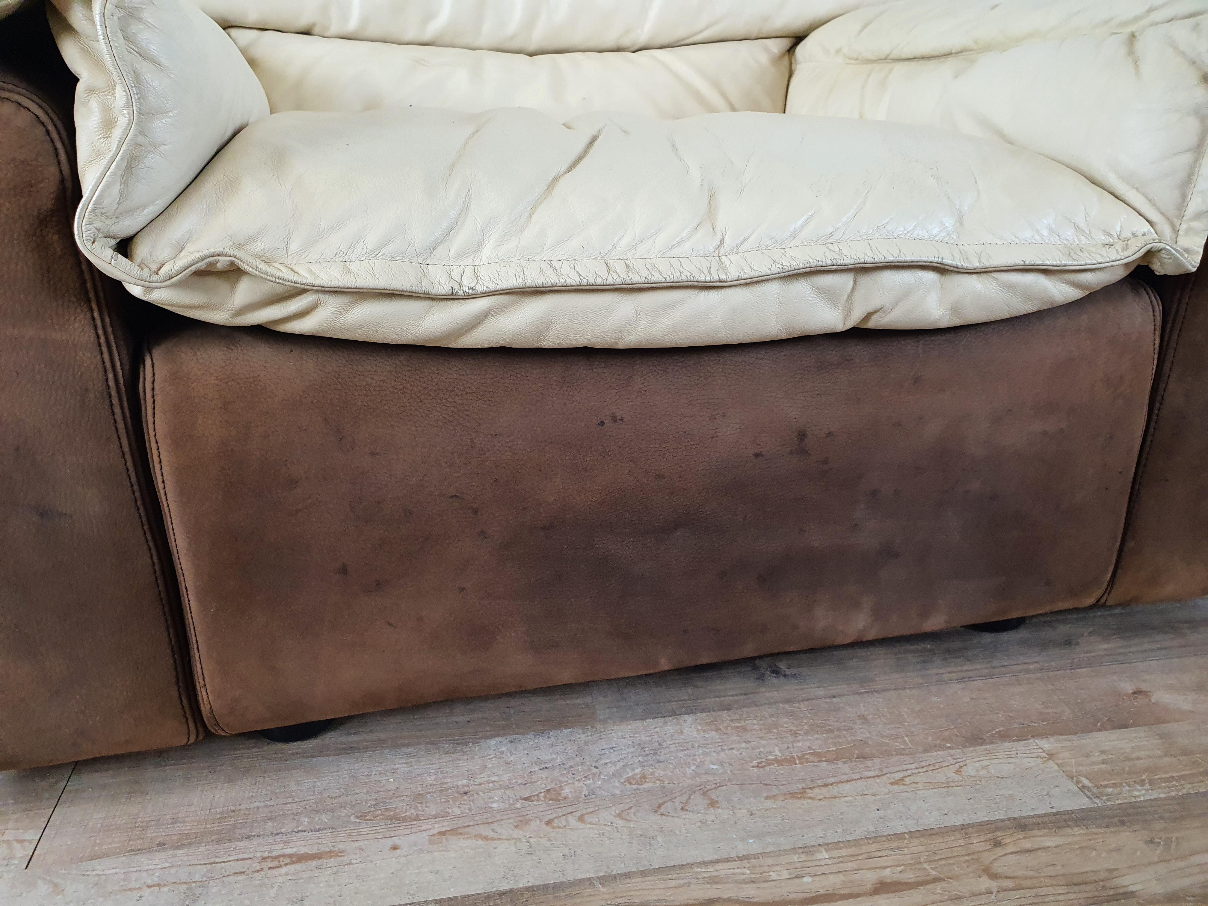 Armchair with Pouf in Leather and Suede For Sale 6