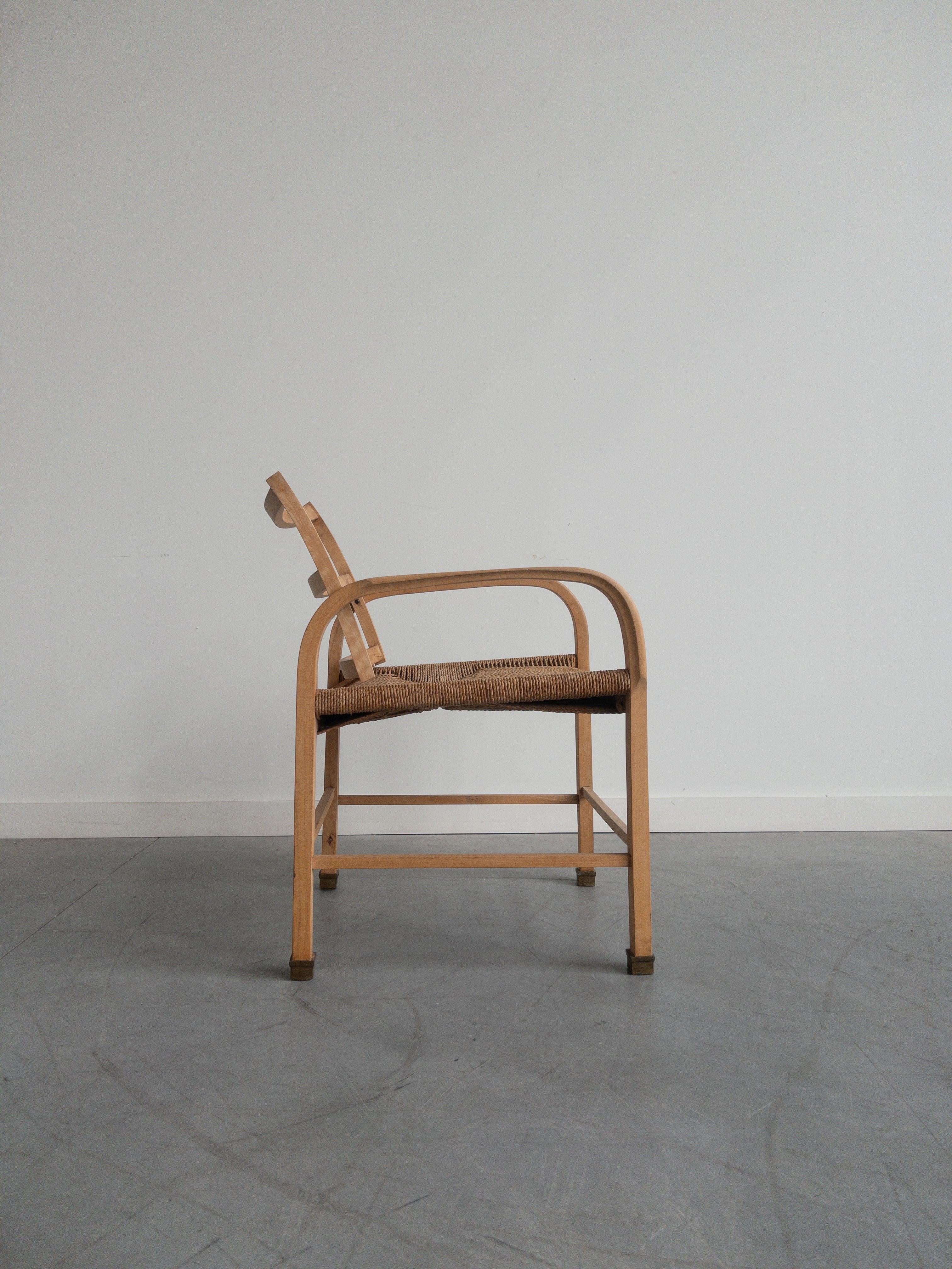 Scandinave moderne Armchair with Seaweed Seat by Magnus Stephensen for Clausen en vente