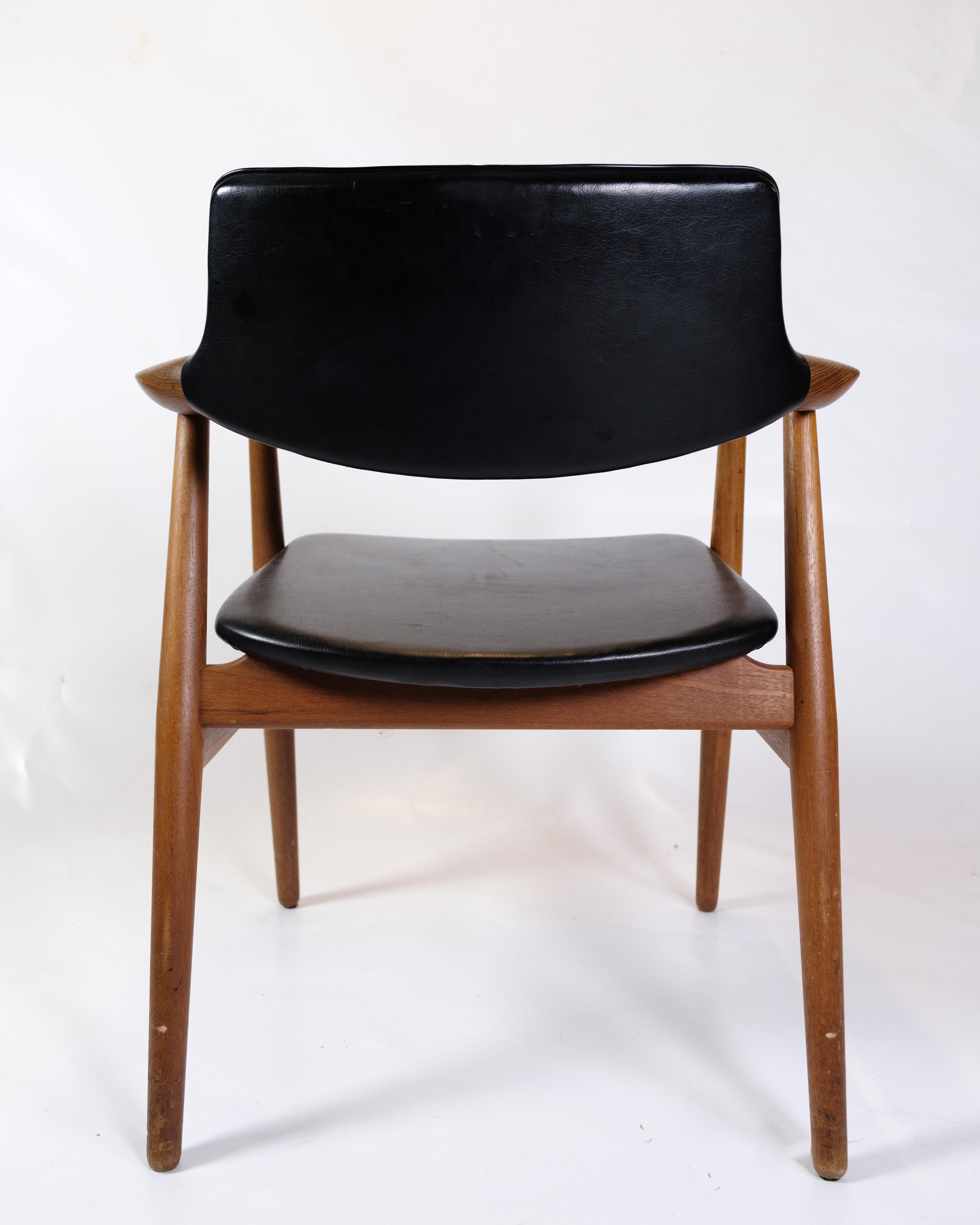 Leather Armchair With Stool Model GM11 Chair By Svend E. Andersen From 1960s For Sale