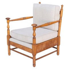 Armchair with Turned Maple Frame