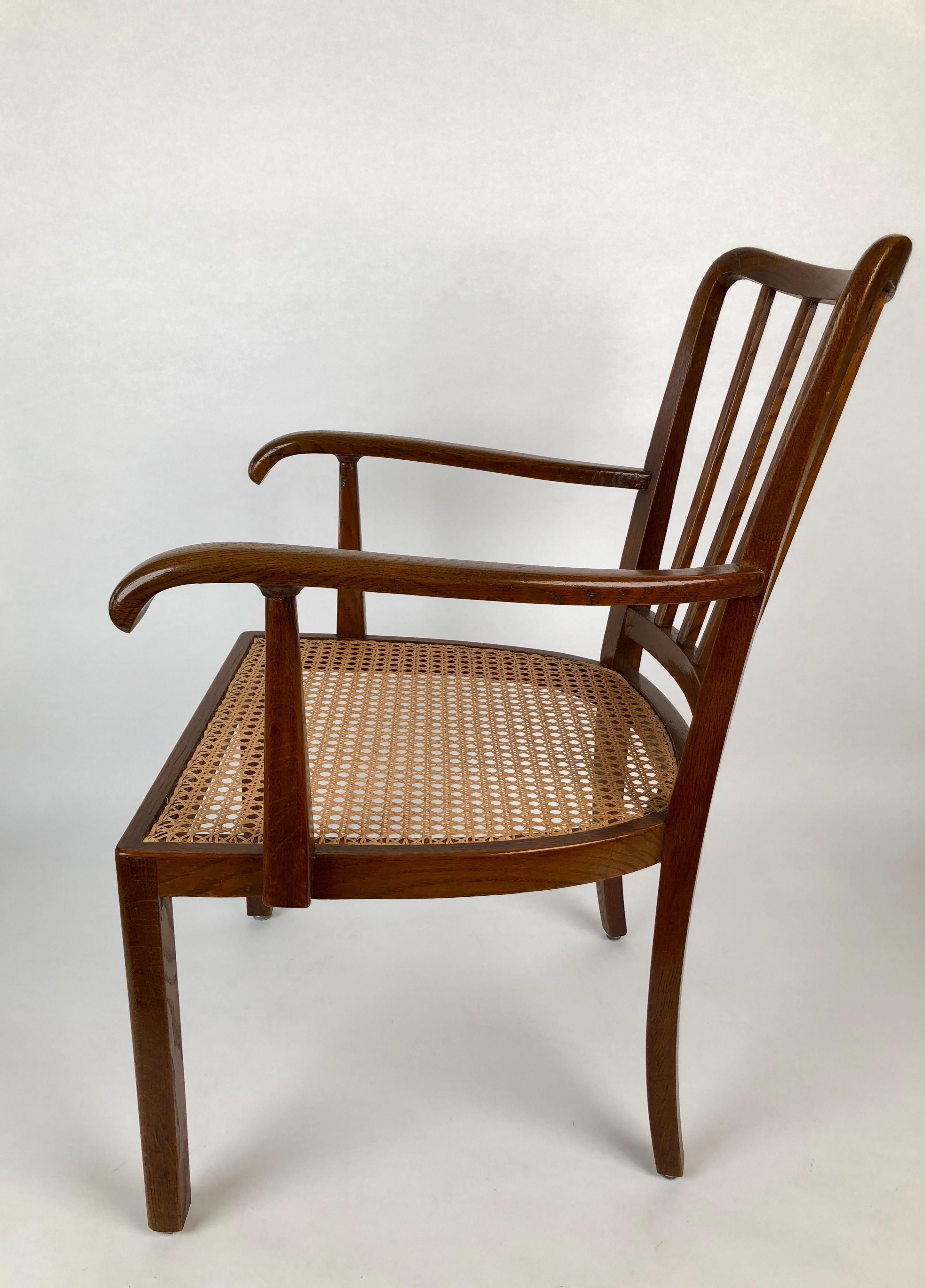 Austrian Armchair with Viennese Can Seat from 1930s For Sale