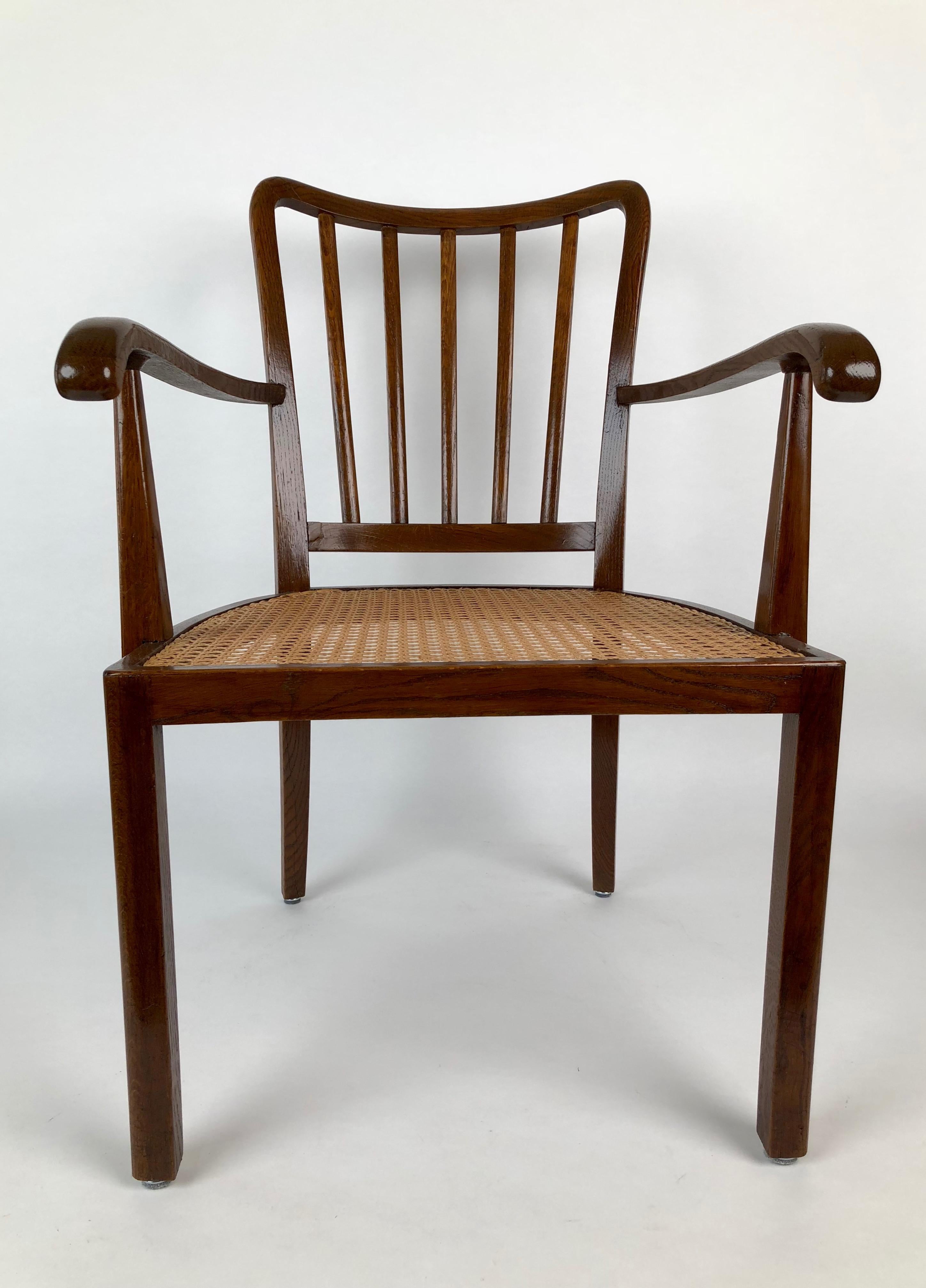 Mid-20th Century Armchair with Viennese Can Seat from 1930s For Sale