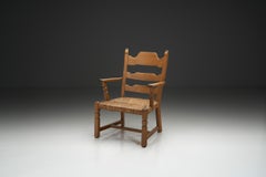 Armchair with Woven Seating in the Manner of Henning Kjærnulf, Denmark 1960s