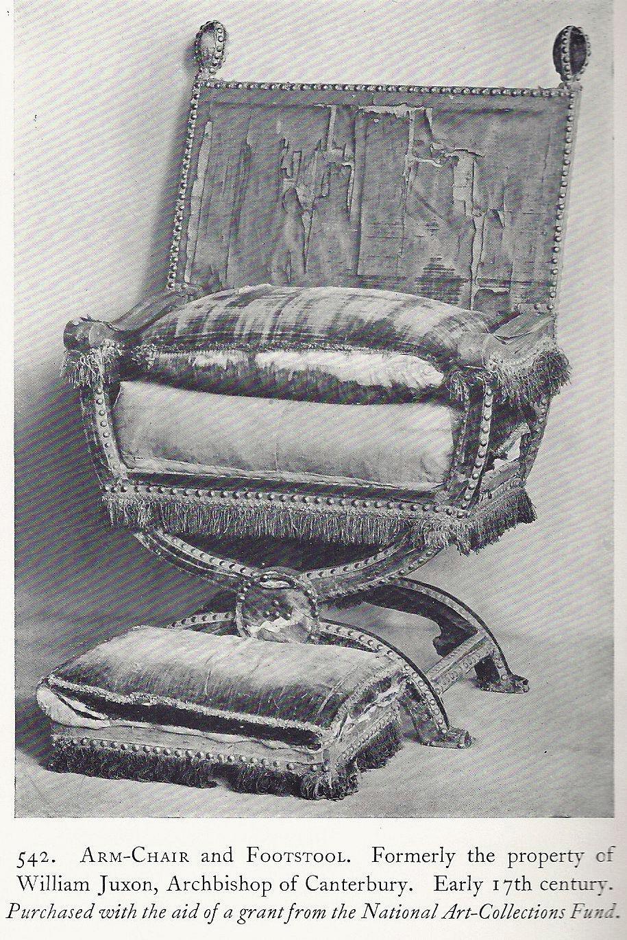 Armchair, X-Frame, 19th Century, English Jacobean-Style, Upholstered in a Green 2